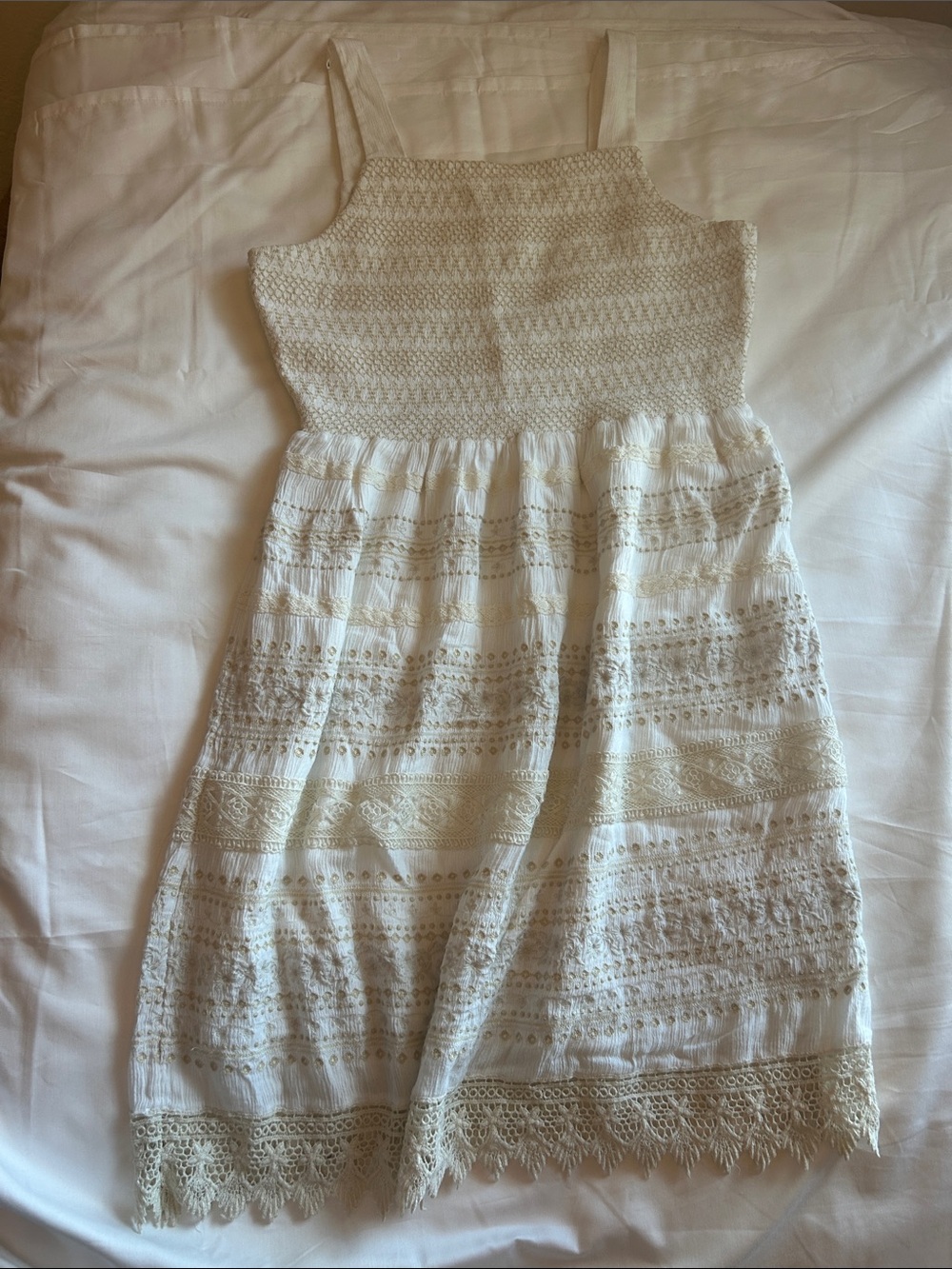 J. Jill Cream Crochet-Detail Mini Dress
